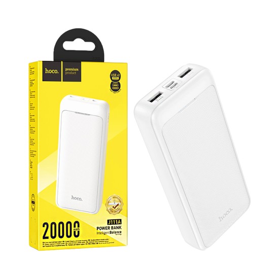 Hoco Power Bank J111A Smart charge with 2 Ports Output USB 20000mAh White