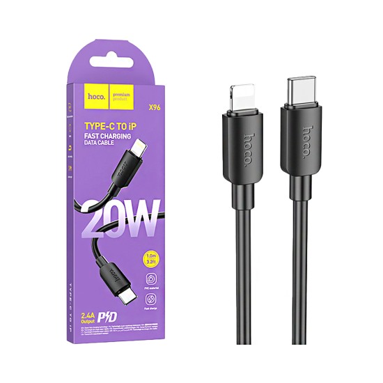 Cabo Hoco X96 Hyper Tipo-c para Lightning 2,4A 1m Preto Cabo Hoco X96 Hyper Tipo-c para Lightning 2,4A 1m Preto