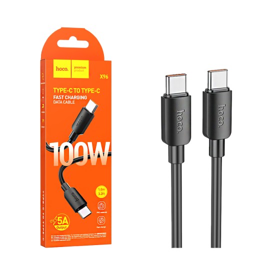 Cabo Hoco X96 Hyper Tipo-C a Tipo-C PD 100W 5A 1M Preto Cabo Hoco X96 Hyper Tipo-C a Tipo-C PD 100W 5A 1M Preto