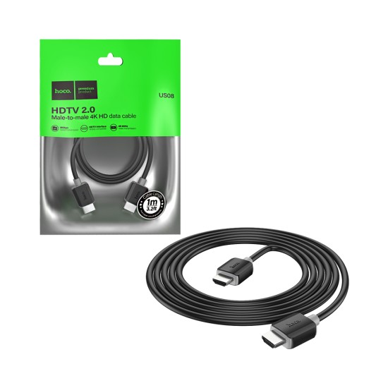 Hoco US08 2.0 4k HD HDMI Cable for Computer 1m Black Hoco US08 2.0 4k HD HDMI Cable for Computer 1m Black