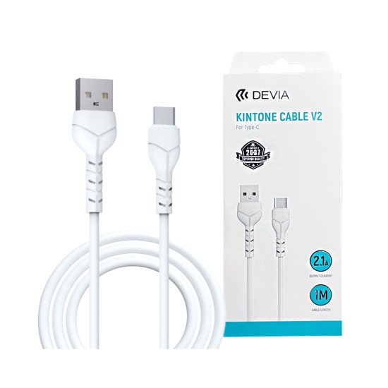 Cabo Devia EC405 Kintone Series V2 Tipo-C 2,1A 1M Branco Cabo Devia EC405 Kintone Series V2 Tipo-C 2,1A 1M Branco
