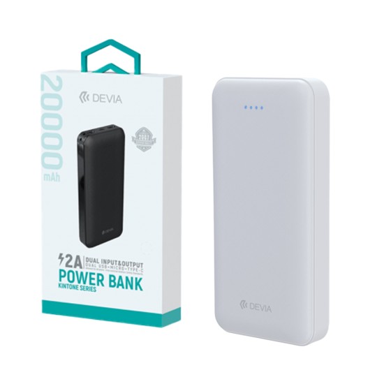 Devia Power Bank Kintone V2 with 3 Ports Output 2USB+Type-C 20000mAh White