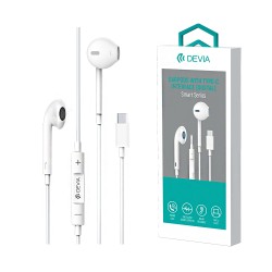 Auscultadores Devia EM048 Smart Series Tipo-C 1,2m Branco Auscultadores Devia EM048 Smart Series Tipo-C 1,2m Branco