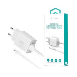 Carregador Devia RLC-526 Smart Series 2 Portas USB-A 2,4A com Cabo Tipo-C 1m Branco Carregador Devia RLC-526 Smart Series 2 Portas USB-A 2,4A com Cabo Tipo-C 1m Branco