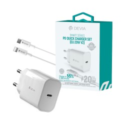 Devia Charger RLC-381B Smart Series Type-C PD 20W with Lightning Cable 1m White Devia Charger RLC-381B Smart Series Type-C PD 20W with Lightning Cable 1m White