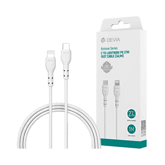 Cabo Devia EC150 Kintone Series Tipo-C para Lightning PD27W 3A 1M Branco