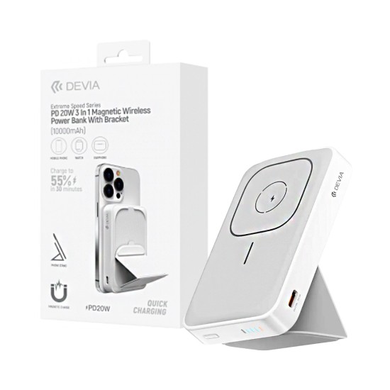 Devia Magnetic Power Bank Extreme Speed Series PD20W 10000mAh White