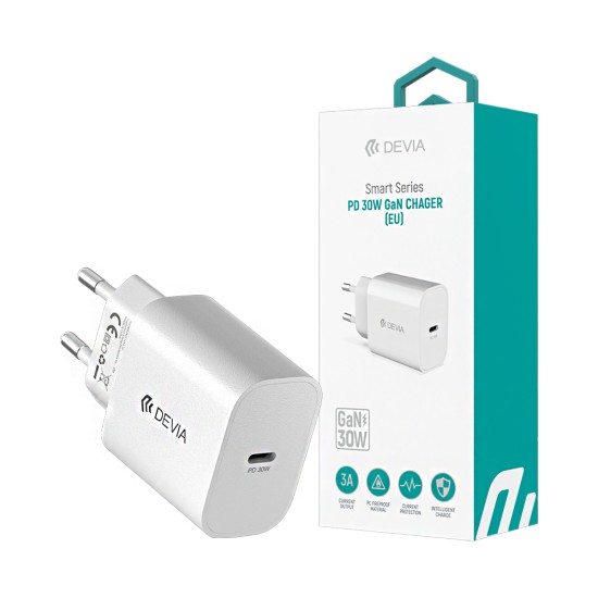 Adaptador Devia RCE-30005CL Smart Series Tipo-C PD 30W GAN Branco Adaptador Devia RCE-30005CL Smart Series Tipo-C PD 30W GAN Branco