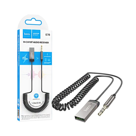 Cabo Receptor Bluetooth Hoco E78 Benefit USB para 3,5mm Metal Cinza Cabo Receptor Bluetooth Hoco E78 Benefit USB para 3,5mm Metal Cinza