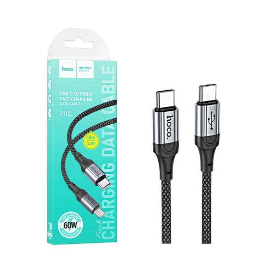 Hoco Cable X102 Fresh Type-C to Type-C 60W 3A 1M Black