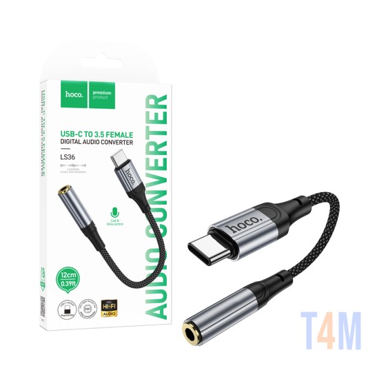 Cable Adaptador de Audio Hoco LS36 Tipo-C to 3,5mm Negro