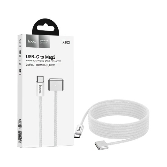 Hoco Magnetic Charging Cable X103 Type-C to Magsafe 3 for Macbook 2m White Hoco Magnetic Charging Cable X103 Type-C to Magsafe 3 for Macbook 2m White