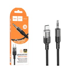 Cabo de Conversão de Áudio Hoco UPA27 Spirit Transparent Tipo-C para 3,5mm 1,2m Preto Cabo de Conversão de Áudio Hoco UPA27 Spirit Transparent Tipo-C para 3,5mm 1,2m Preto