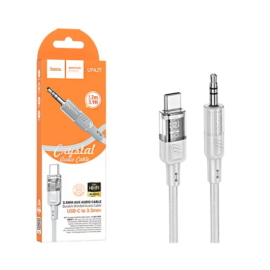 Hoco Audio Conversion Cable UPA27 Spirit Transparent Type-C to 3.5mm 1.2m Gray Hoco Audio Conversion Cable UPA27 Spirit Transparent Type-C to 3.5mm 1.2m Gray