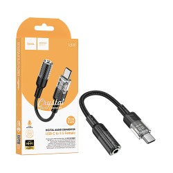 Cabo Adaptador de Áudio Hoco LS37 Spirit Tipo-C para 3,5mm Preto Cabo Adaptador de Áudio Hoco LS37 Spirit Tipo-C para 3,5mm Preto