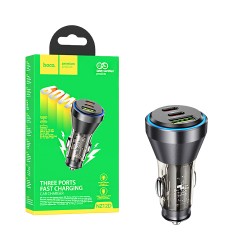 Hoco Car Charger NZ12D Lucky Triple Port USB+2 Type-C 60W Transparent Black Hoco Car Charger NZ12D Lucky Triple Port USB+2 Type-C 60W Transparent Black