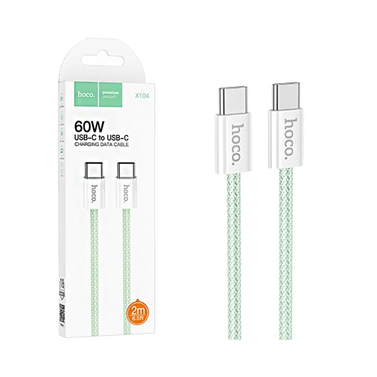 Cabo Hoco X104 Source Tipo-C a Tipo-C 60W 3A 2M Verde Cabo Hoco X104 Source Tipo-C a Tipo-C 60W 3A 2M Verde