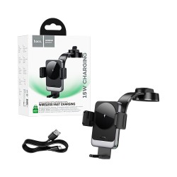 Hoco Center Console Car phone Holder HW14 Speed with Wireless Charging 15W Black Metal Gray Hoco Center Console Car phone Holder HW14 Speed with Wireless Charging 15W Black Metal Gray