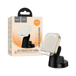 Hoco Magnetic Car Phone Holder HW18 Crystal with Wireless Charging for Dashboard 15W White Hoco Magnetic Car Phone Holder HW18 Crystal with Wireless Charging for Dashboard 15W White