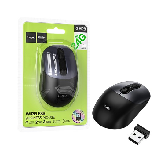 Rato Sem Fio Hoco GM28 2,4GHz Cinza Metálico Preto Rato Sem Fio Hoco GM28 2,4GHz Cinza Metálico Preto