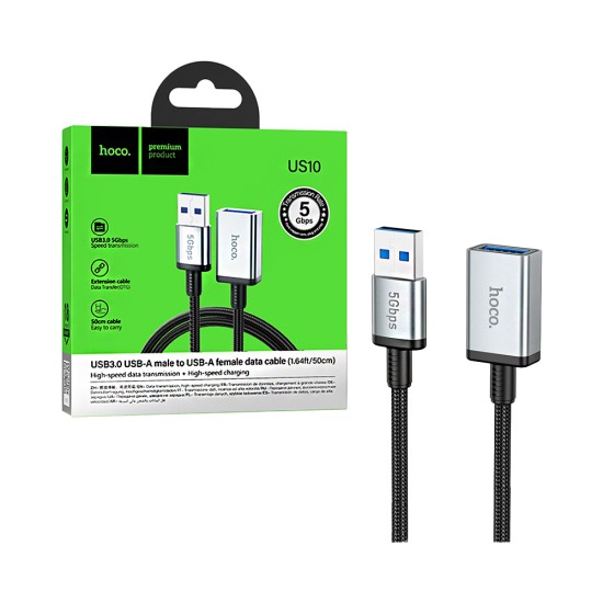 Hoco Charging Extension Cable US10 USB Male to USB3.0 Female 0.5m Black