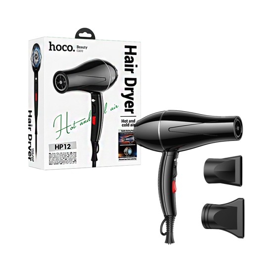 Secador de Cabelo Hoco HP12 Ar Quente e Frio Preto Secador de Cabelo Hoco HP12 Ar Quente e Frio Preto