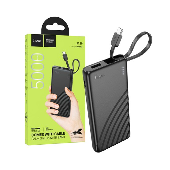 Power Bank Hoco J129 Nature con 2-in-1 USB+Cable Tipo-C 5000mAh Negro Power Bank Hoco J129 Nature con 2-in-1 USB+Cable Tipo-C 5000mAh Negro