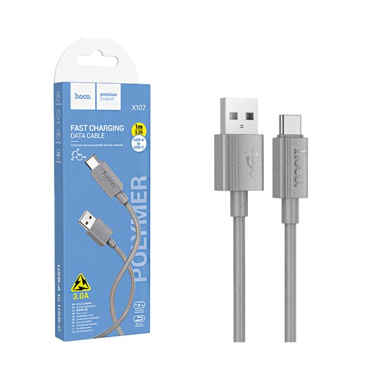 Hoco Cable X107 Favor Type-C 3A 1m Gray Hoco Cable X107 Favor Type-C 3A 1m Gray