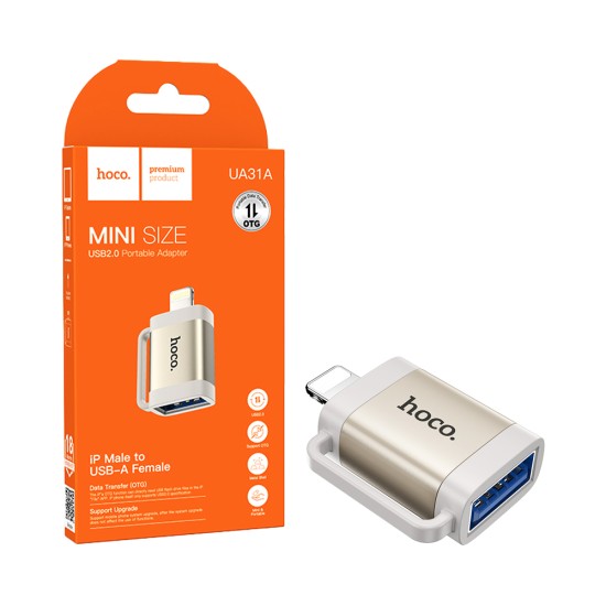 Hoco Adapter UA31A Lightning Male to USB Female Gray Hoco Adapter UA31A Lightning Male to USB Female Gray