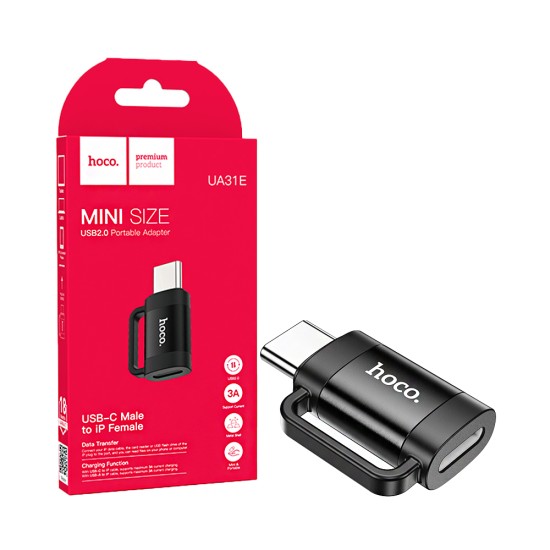 Hoco Adapter UA31E Type-C Male to Lightning Female Black Hoco Adapter UA31E Type-C Male to Lightning Female Black