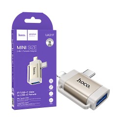 Hoco Adapter UA31F Type-C/Lightning Male to USB Female Gray Hoco Adapter UA31F Type-C/Lightning Male to USB Female Gray