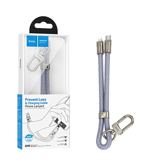 Hoco Wristband Lanyard Cable GH5 Elegant series Type-C to Lightning PD 20W Denim Blue Hoco Wristband Lanyard Cable GH5 Elegant series Type-C to Lightning PD 20W Denim Blue