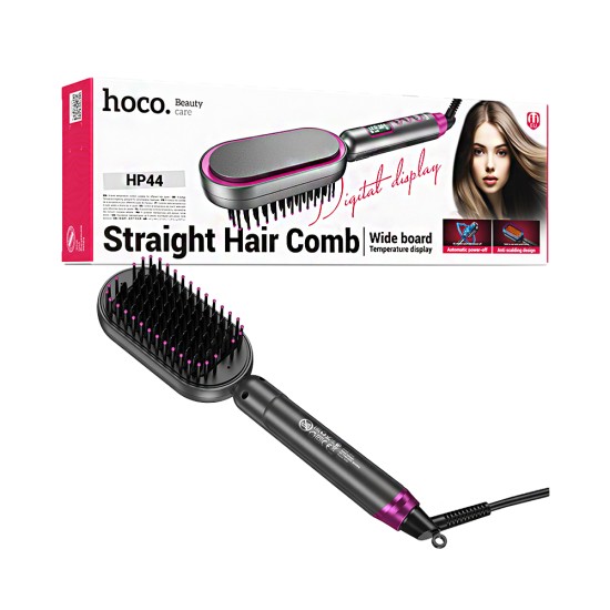Pente alisador elétrico Hoco HP44 com visor digital Rosa Vermelho Pente alisador elétrico Hoco HP44 com visor digital Rosa Vermelho