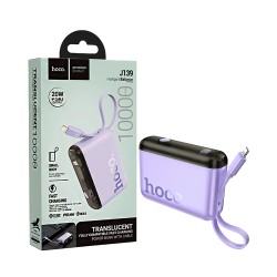 Power Bank Hoco J139 Hero com 2-em-1 Porta USB+Cabo Lightning 10000mAh Roxo Power Bank Hoco J139 Hero com 2-em-1 Porta USB+Cabo Lightning 10000mAh Roxo