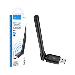 Adaptador Wifi Hoco HI32 Antena Externa Placa de Rede Sem Fio USB 150Mbps Preto Adaptador Wifi Hoco HI32 Antena Externa Placa de Rede Sem Fio USB 150Mbps Preto