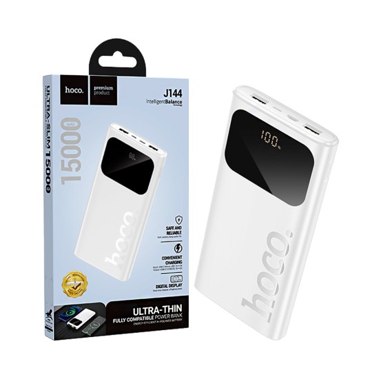 Hoco Power Bank J144 Hymn with 2 Ports Output USB 15000mAh White