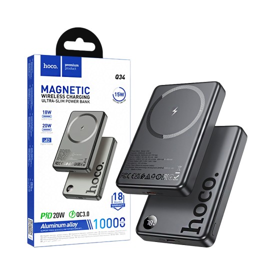Hoco Magnetic Power Bank Q34 Clever PD20W 10000mAh Metallic Gray