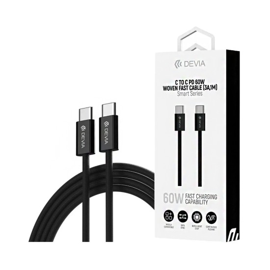 Devia Cable EC325 Smart Series Type-C to Type-C PD60W 3A 1M Black