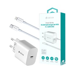 Devia Charger RCE-30005CL Smart Series Type-C PD 30W GAN with Type-C to Lightning Cable 1m White Devia Charger RCE-30005CL Smart Series Type-C PD 30W GAN with Type-C to Lightning Cable 1m White