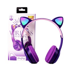 Auscultadores sem Fio P47M Cat Ear Roxo Auscultadores sem Fio P47M Cat Ear Roxo