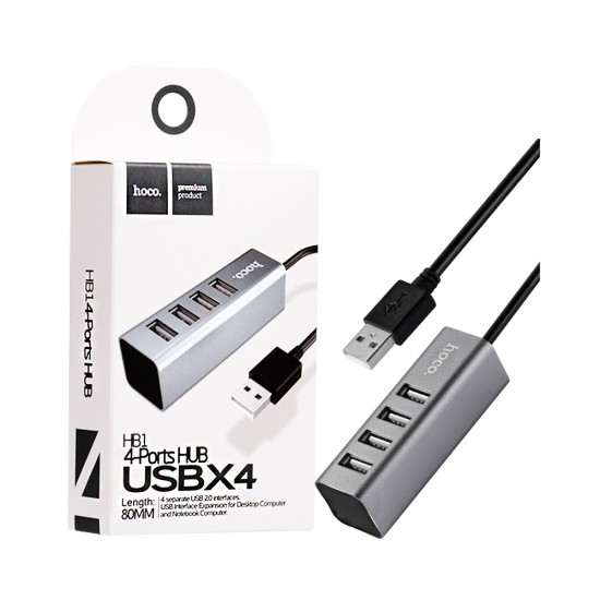 Adaptador Hoco HB1 USB para 4USB 2.0 80cm Manchar Adaptador Hoco HB1 USB para 4USB 2.0 80cm Manchar