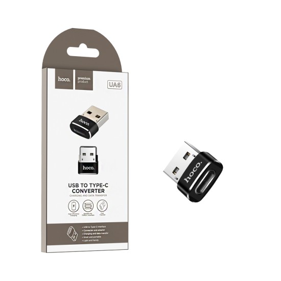 Hoco Adapter UA6 USB Male to Type-C Female 2.0 Black Hoco Adapter UA6 USB Male to Type-C Female 2.0 Black