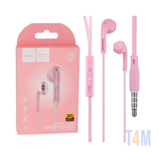 Hoco Wired Earphones M39 Rhyme Sound with Microphone 3.5mm 1.2 Pink