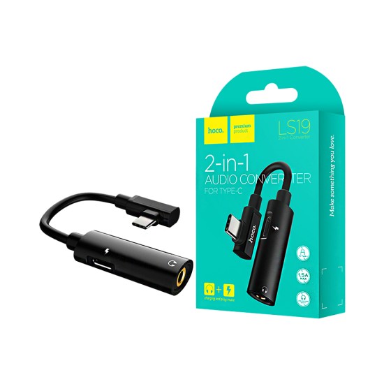 Cable Adaptador de Audio 2 en 1 Hoco LS19 Tipo-C a Femenino Tipo-C+ 3,5mm Negro Cable Adaptador de Audio 2 en 1 Hoco LS19 Tipo-C a Femenino Tipo-C+ 3,5mm Negro