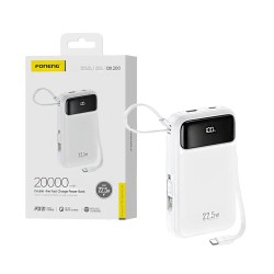 Power Bank Foneng DX200 com 2-em-1 Outputs Lightning+Type-C PD20W 20000mAh Branco Power Bank Foneng DX200 com 2-em-1 Outputs Lightning+Type-C PD20W 20000mAh Branco