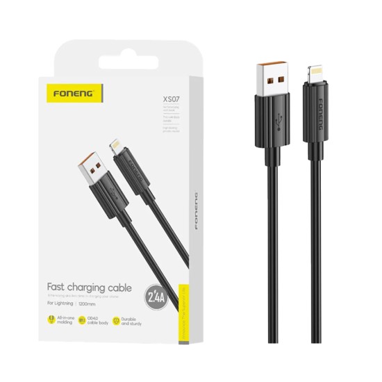 Cabo Foneng XS07 Lightning 2,4A 1M Preto Cabo Foneng XS07 Lightning 2,4A 1M Preto