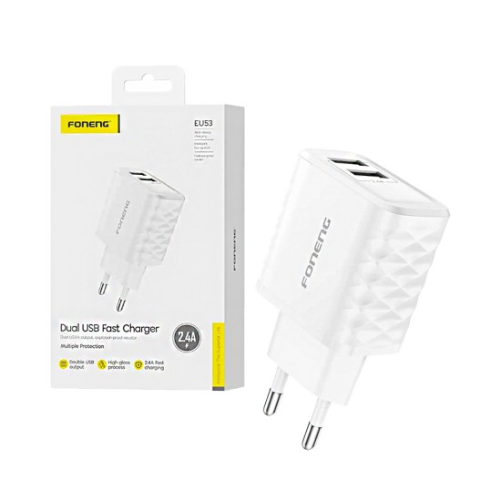 Foneng Adapter EU53 2 Ports USB 2.4A White