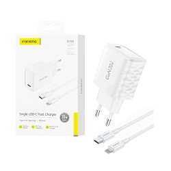Foneng Charger EU55 Type-C PD 20W GAN with Type-C to Lightning Cable 1m White Foneng Charger EU55 Type-C PD 20W GAN with Type-C to Lightning Cable 1m White