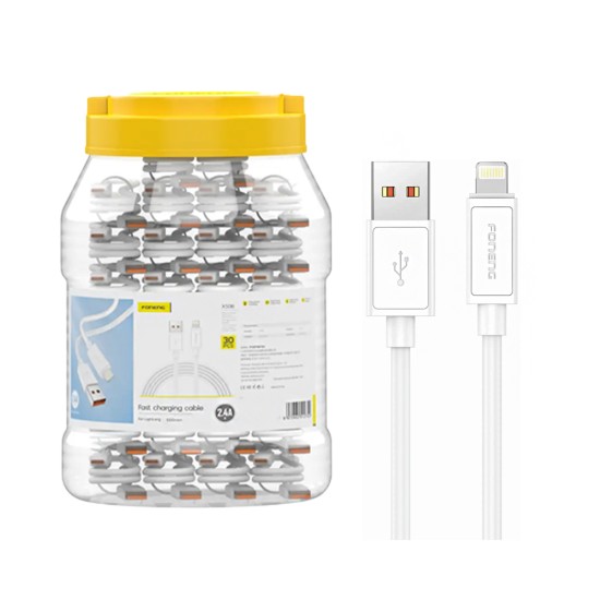 Cabo Foneng XS06 Lightning 2.4A Jar 30Pcs 1m Branco Cabo Foneng XS06 Lightning 2.4A Jar 30Pcs 1m Branco
