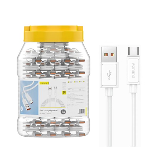 Foneng Cable XS06 Type-C 3A Jar 30Pcs 1m White Foneng Cable XS06 Type-C 3A Jar 30Pcs 1m White